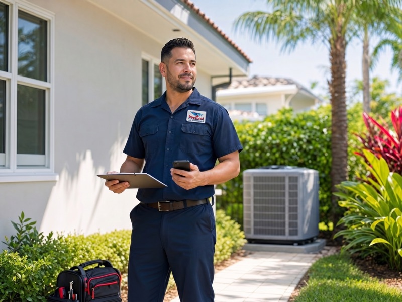 Freedom Air Conditioning technician at a Central Florida home