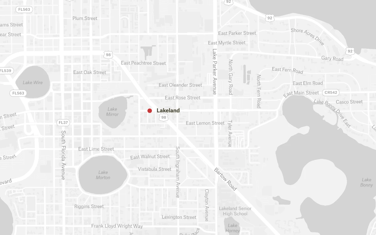 Map highlighting the Lakeland service area for Freedom Air Conditioning